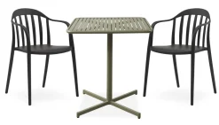 Galia Caféset med 1 bord mörkgrön + 2 stolar svart