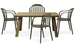 Hollie Trädgårdsset med 1 bord natur + 4 stolar mörkbeige