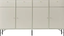 Mistral Classic Beige skänk med 4 dörrar, 4 lådor + svarta ben