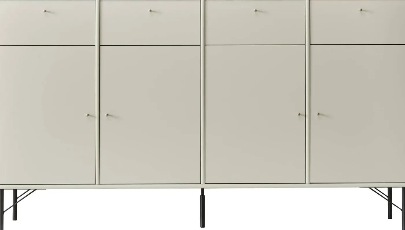 Mistral Classic Beige skänk med 4 dörrar, 4 lådor + svarta ben