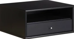 Mistral Classic Liten svart bokhylla med 1 hylla + 1 låda
