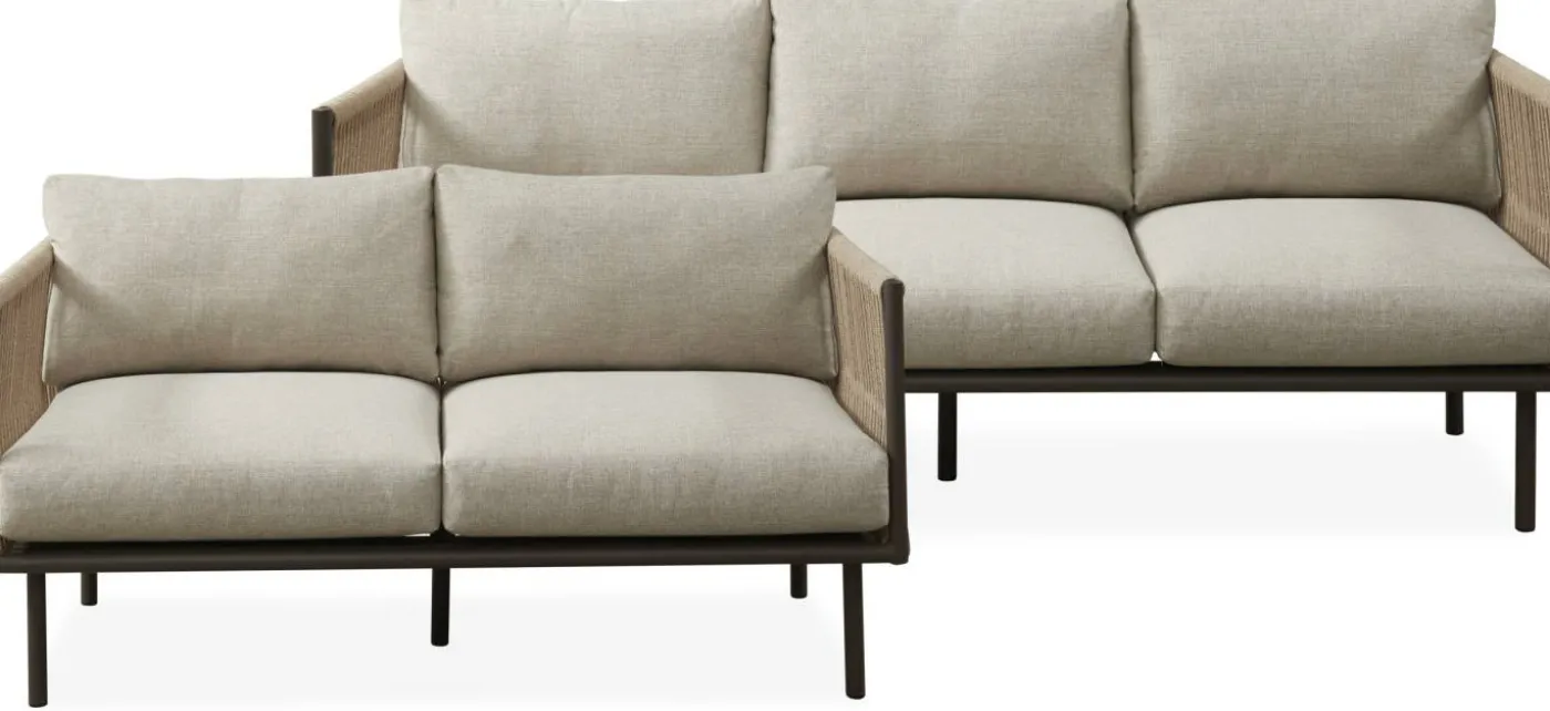 Oblic Loungeset med 2 soffor sandfärgat